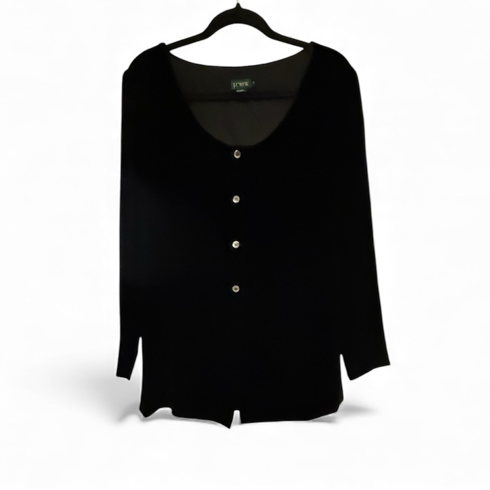 J. Crew black rayon silk velvet tunic w/Side slits sz S